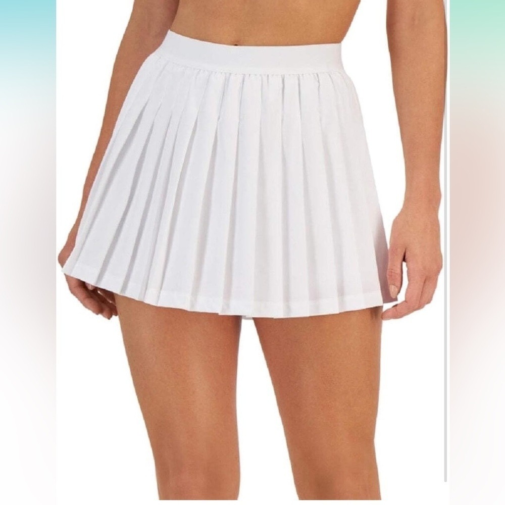 Tennis Comfort White Active Solid Pleated Mini Skort - Picture 2 of 3